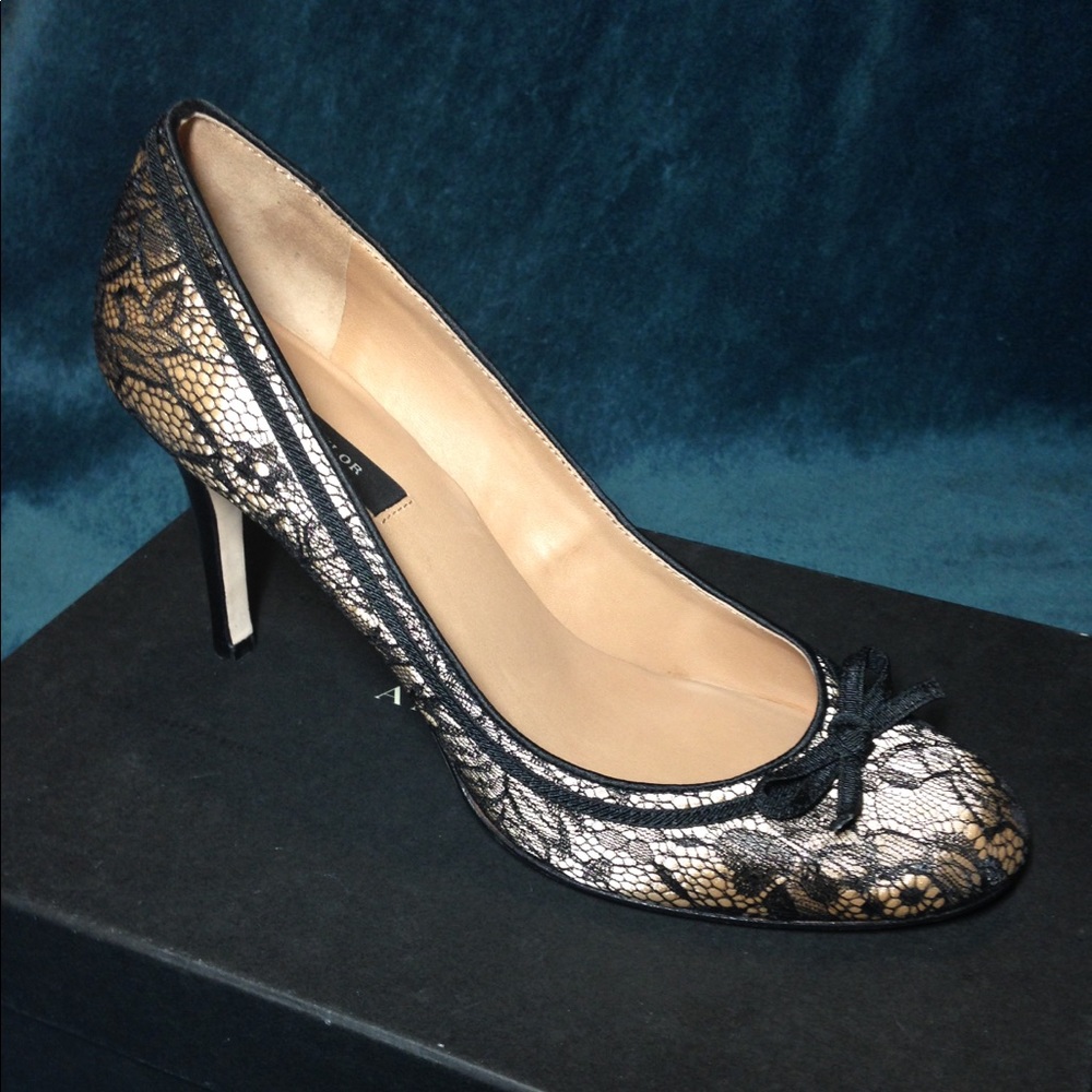 Ann Taylor Nude Satin with Lace Overlay 7.5 Heels